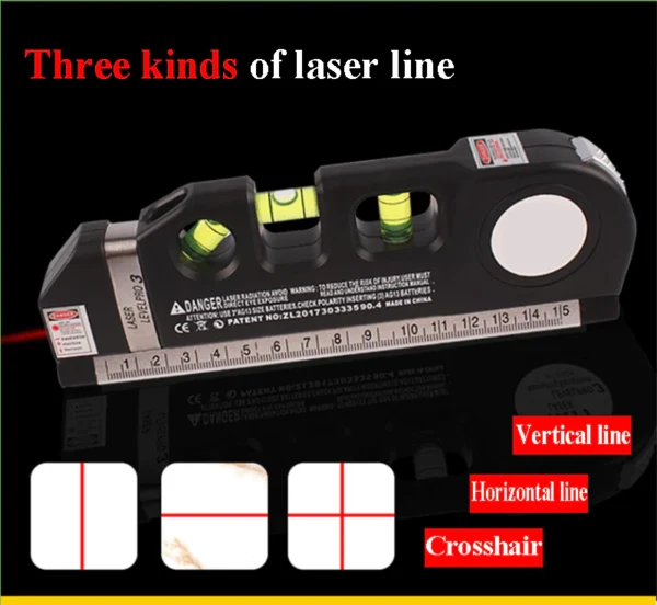 Laser Level Vertical Horizontal 2 Lines Lasers Ruler Measure Tape