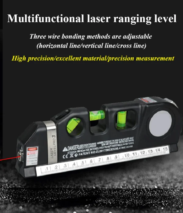 Laser Level Vertical Horizontal 2 Lines Lasers Ruler Measure Tape